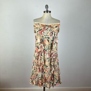 Diane Von Furstenberg Silk Ruffle Strapless Dress